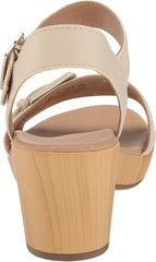 Dr. Scholl's Felicity Seashell Beige Ankle Strap Block Heeled Open Toe Sandals