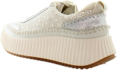 Dolce Vita Dolen Vanilla Pearls Lace Up Platform Low Top Wedge Fashion Sneakers