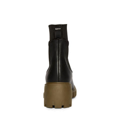 Steve Madden Hayle Black/Olive Chunky Pull On Rounded Toe Fashion Ankle Boots