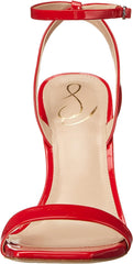 Sam Edelman Orchid Red Square Toe Buckle Ankle Strap Lofty Stiletto Heel Sandals