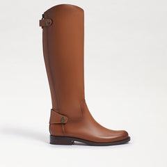 Sam Edelman Mikala Whiskey Block Heel Rounded Toe Zipper Leather Knee High Boots