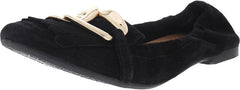 Sam Edelman Mimi Black Leather Slip On Squared Toe Golden Accent Ballet Flats