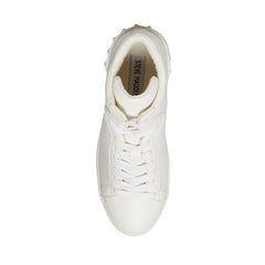 Steve Madden Brix White Rounded Closed Toe Lace Up Embellished Detail Sneakers