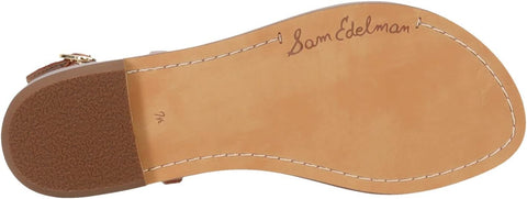 Sam Edelman Gigi Saddle Signet Embossed Open Toe Ankle Strap Flats Wide Sandals