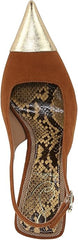 Sam Edelman Odette Frontier Brown/Amber Gold Pointed Toe Slingback Stiletto Pumps
