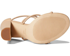Nine West Maer 3 Light Natural Rounded Open Toe Ankle Strap Block Heeled Sandals