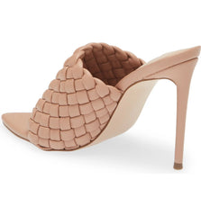 Steve Madden Fateful Tan Nude Leather Pointed Open Toe High Heel Mule Sandals
