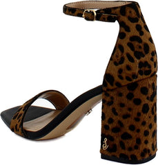 Sam Edelman Daniella Granada Tan Leopard Ankle Strap Block Heeled Sandals