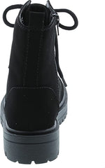 Soda Firm Black Nubuck Lace Up Round Toe Chunky Combat Ankle Wide Boots