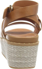 FitFlop Eloise Light Tan Ankle Strap Open Toe Strappy Espadrille Wedge Sandals