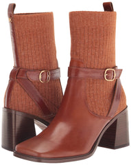 Sam Edelman Marci Rust Brown Leather Fashion Pull On Square Toe Ankle Boots