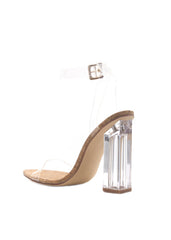 Cape Robbin Maria-2 Cork Clear Block High Heel Transparent Open Toe Pumps