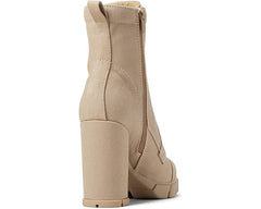 Nine West Vega7 Light Natural Lace Up Textile Rounded Toe Block Heel Ankle Boots