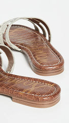 Sam Edelman Bay Beach Multi Print Open-Toe Slip-On Leather Flats Slides Sandals