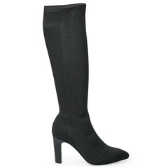 Charles David Dave Black Herringbone Stretchy Knee Padded Footbed High Boots