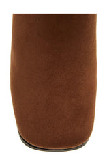 Jeffrey Campbell HOTLAVA-K2 Brown Suede Block Heel Squared Toe Knee High Boots
