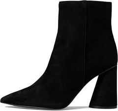 Steve Madden Vallor Black Spool Heel Pointed Toe Suede Ankle Fashion Boots