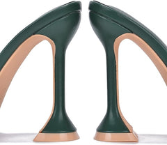 Cape Robbin Lithe Green Sexy High Spool Heel Open Squared Toe Slip On Pumps