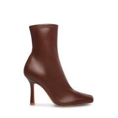 Steve Madden Katerina Brown Leather Bootie Squared Toe Stiletto Heeled Boots