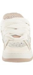 Steve Madden Roaring White Multi Rhinestone Lace Up Low Top Fashion Sneakers