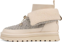 Sam Edelman Olin Ivory Fabric Sock Fur Pull On Platform Snow Bootie Ankle Boots
