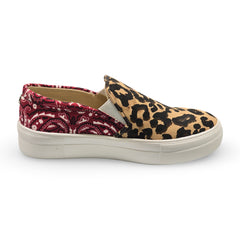 Steve Madden Gills Leopard Velvet Slip On Rounded Toe Casual Platform Sneakers