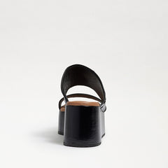 Sam Edelman Sasha Black Slip On Open Toe Strappy Wedge Heel Platforms Sandals