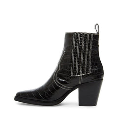 Steve Madden Geniva Black Crocodile Pull On Cowboy Classic Western Boots