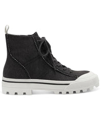Lucky Brand Eisley Black Round Toe Lace Up High Top Sneaker Hiker Combat Boots