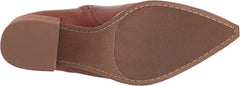 Steve Madden Cate Cognac Leather Block Heel Pointed Toe Pull On Fashion Boots