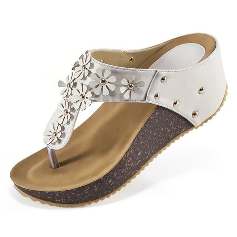 Fitbor Women's Platform Wedge Thong Sandals Flip Flops Arch Support Slip-on