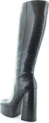 Jessica Simpson Knee High Block Heel Boots Samah Black Round Toe Platform Boots