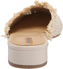 Sam Edelman Reeta Off-white Squared Toe Fringe Detailed Slip On Flats Shoes