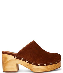 Steve Madden Brooklyn-1 Cognac Suede Fashion Embellished Platform Slip On Clogs