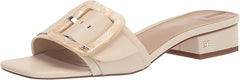 Sam Edelman Deacon Modern Ivory Squared Open Toe Buckle Slides Heeled Sandals