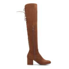 EETTARO Over The Knee Boot Thigh Block Heel Fashion Side Zip Almond Toe Booties 8