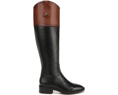 Sam Edelman Drina Black/Whisky Tan 2 tone Leather Knee High Classic Riding Boots