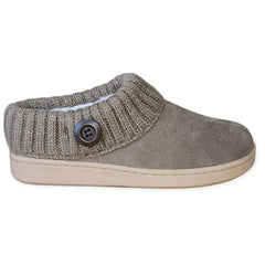 Clarks Taupe Knitted Collar Winter Clog Rounded Closed Toe Slippers