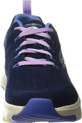 Skechers Keep It Up Navy/Hot Pink Pull On Arch Fit Comfy Wave Low Top Sneakers
