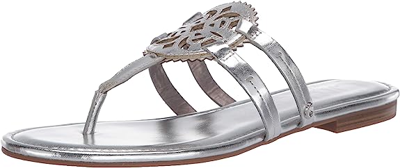 Circus By Sam Edelman Canyon Soft Silver Metallic Flower Style Thong Flat Sandal
