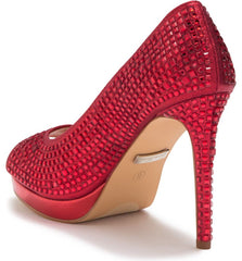 Lauren Lorraine Candie 12 Rhinestone Peep Toe Platform Wedding Prom Dress Pumps
