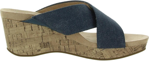 LifeStride Donna Dark Denim Fashion Slip On Casual Strap Wedges Sandals 9.5