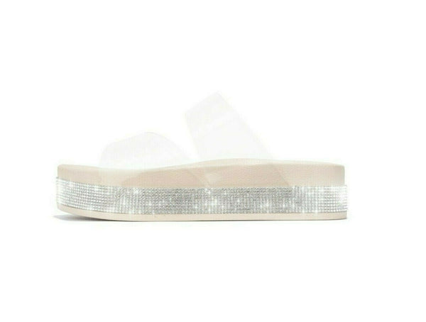 Cape Robbin Loving Clear Nude Transparent Platform Pool Slide Wedge Sandals