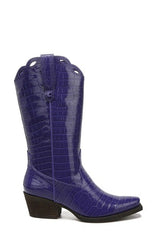 Circus by Sam Edelman Jill Sour Grape Croc Embossed Mid-Calf Western Boots
