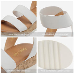 DREAM PAIRS Reed-1 White Open Toe Ankle Strap Casual Platform Wedges Sandals 10