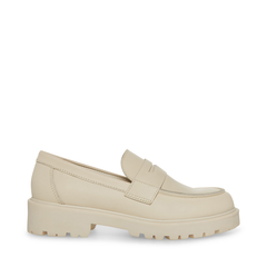Steve Madden Lotto Bone/Bone Slip On Rounded Toe Chunky Heel Fashion Loafers