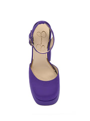 Jessica Simpson Skilla Purple Satin Platform Pump Buckle Strap Block Heel Sandal