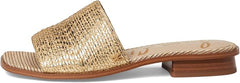 Sam Edelman Sabrina Sunny Gold Leather Squared Open Toe Slip On Mules Sandals