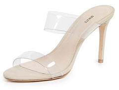 Schutz Beige Open Toe Translucent Straps Stiletto High Heel Sandals