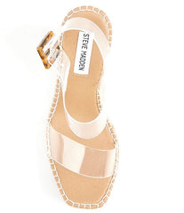 Steve Madden Uri Clear Platform Open Toe Espadrille Buckle Closure Wedge Sandals
